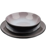 Design Geschirr-Set aus Steingut, 18-teilig, taupe/schwarz