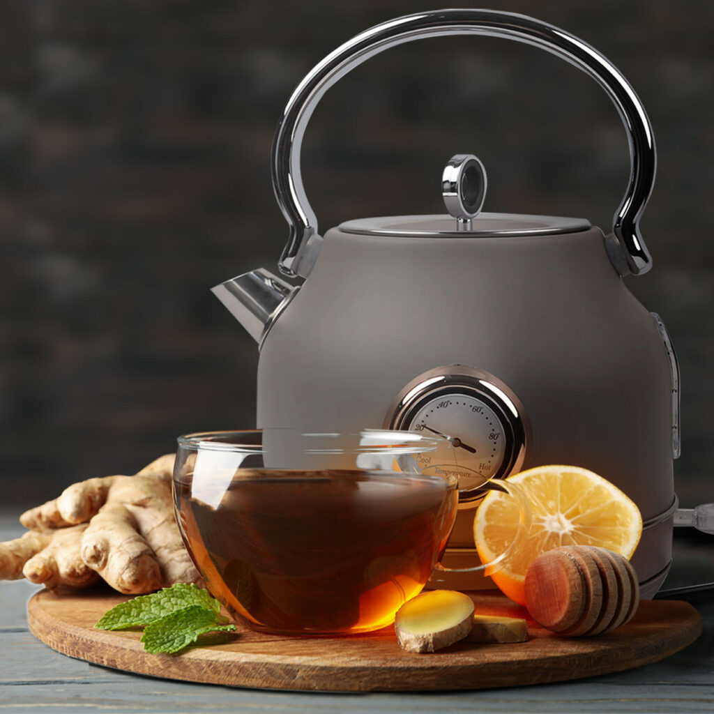 Design Wasserkocher inkl. Thermometer, 1,7 l, 2200 W, taupe