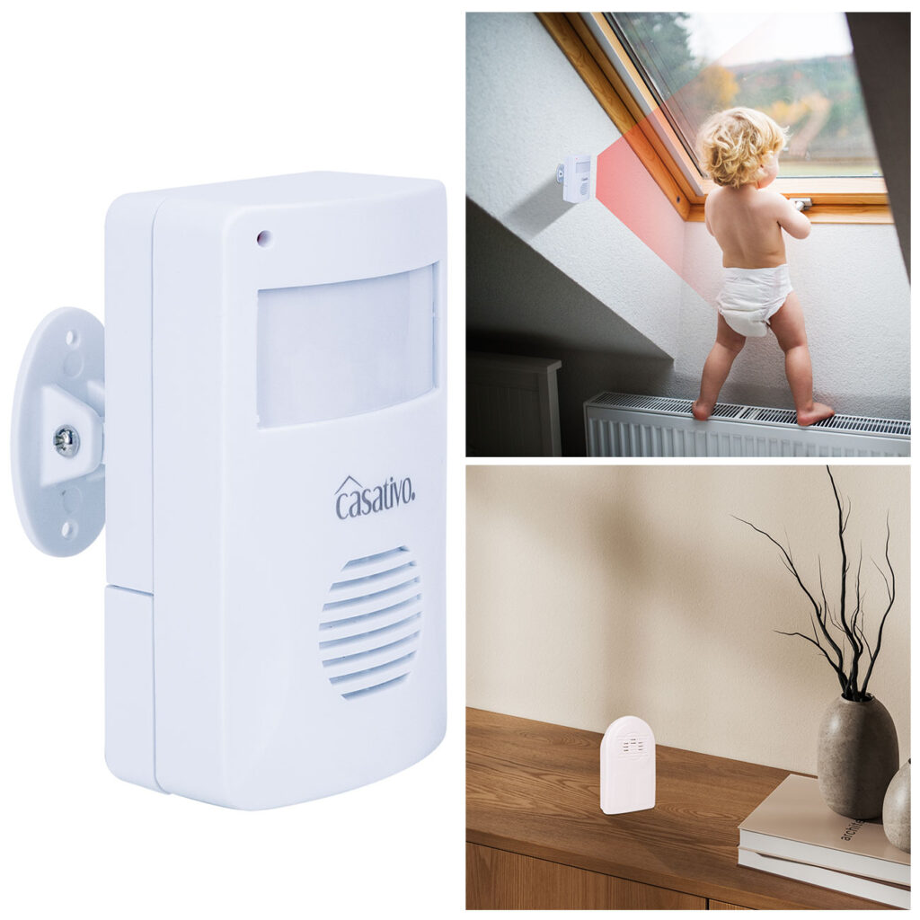 Funk-Durchgangsmelder mit PIR-Bewegungssensor und Empfänger, Batteriebetrieben