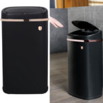 Design Mülleimer mit Touch-Sensor, schwarz-roségold, 58 L