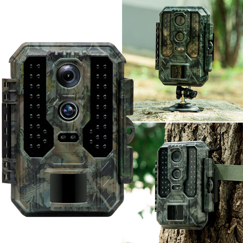 Profi 4K-Wildkamera mit IR-Nachtsicht-, Zeitraffer- & Timerfunktion, Dual Lens, IP65