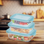 3er-Set Frischhaltedosen aus Borosilikat-Glas, Vorratsschale, 630 ml, 1040 ml, 1480 ml