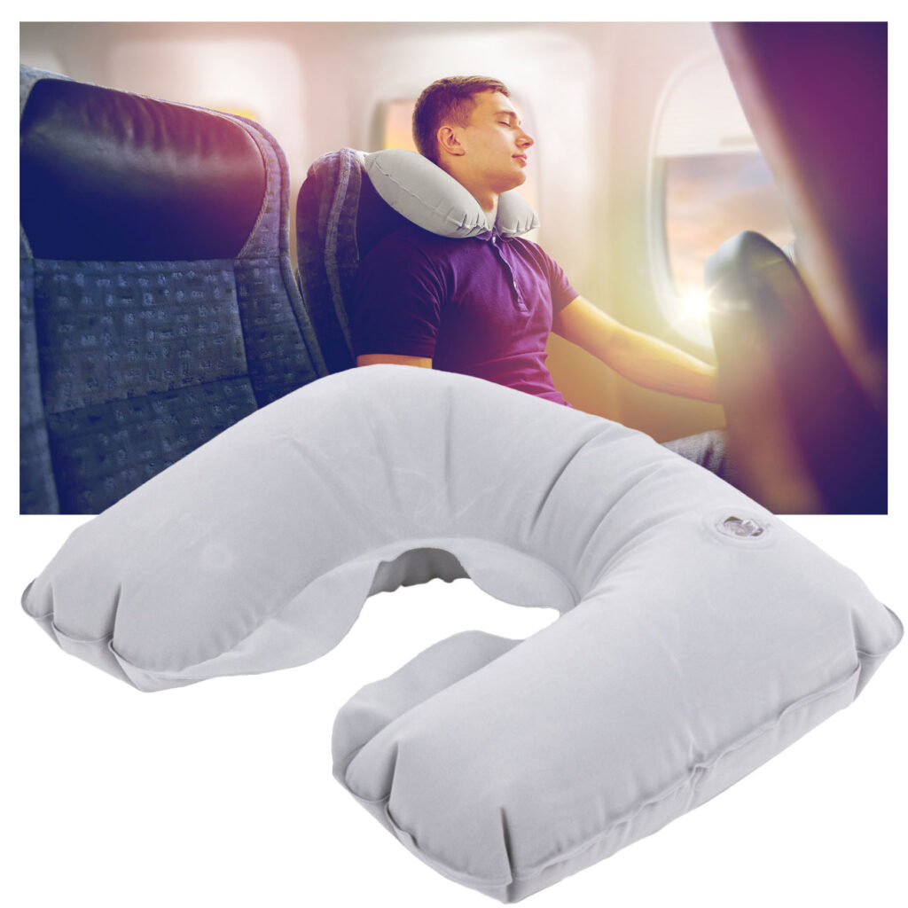 Aufblasbares Nackenkissen, hellgrau Aufblasbares Nackenkissen, hellgrau