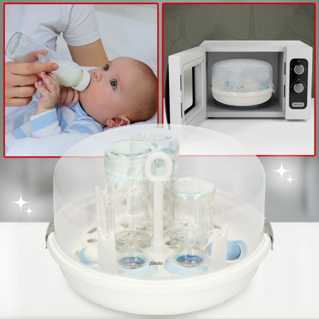 Mikrowellen Babyflaschensterilisator, Dampfsterilisation, bis zu 4x (250 ml) Flaschen