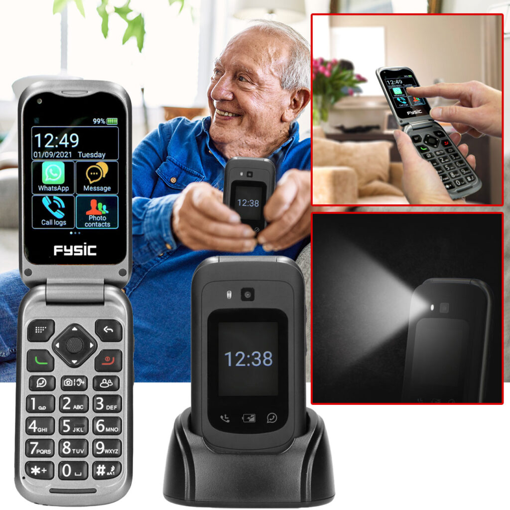 Natel für Senioren, Klapphandy mit Notruftaste, grosser Touchscreen, mit Tasten