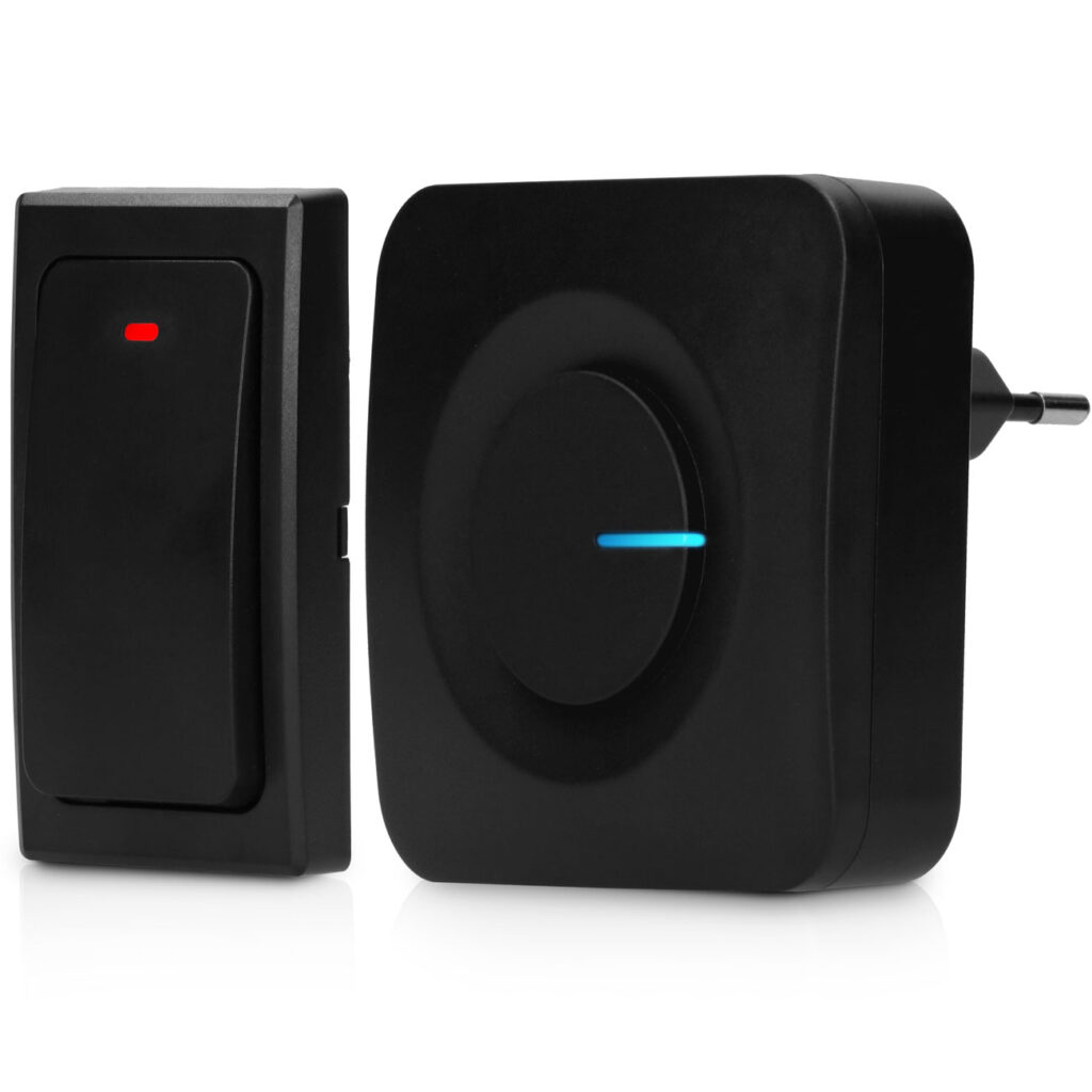 Funk-Türklingel, schwarz, kineetisch, bis zu 50 m, IP44, 36 Melodien