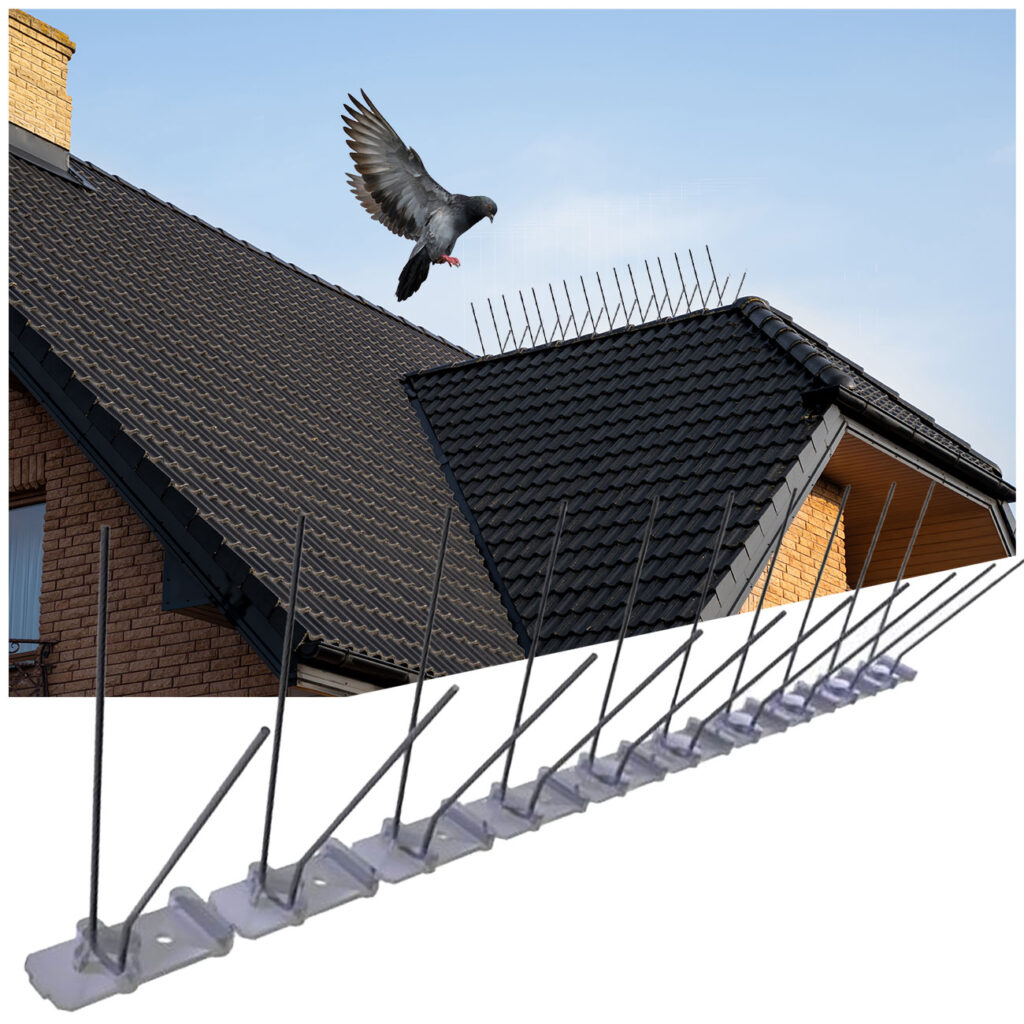5er-Set Spikes zur Taubenabwehr, 2-reihig mit Edelstahl-Spitzen, 2,5 m