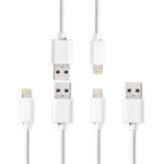 3er-Set iPhone Ladekabel, Lightning Kabel, USB-A, Apple MFi Zertifiziert, 1 m, weiss