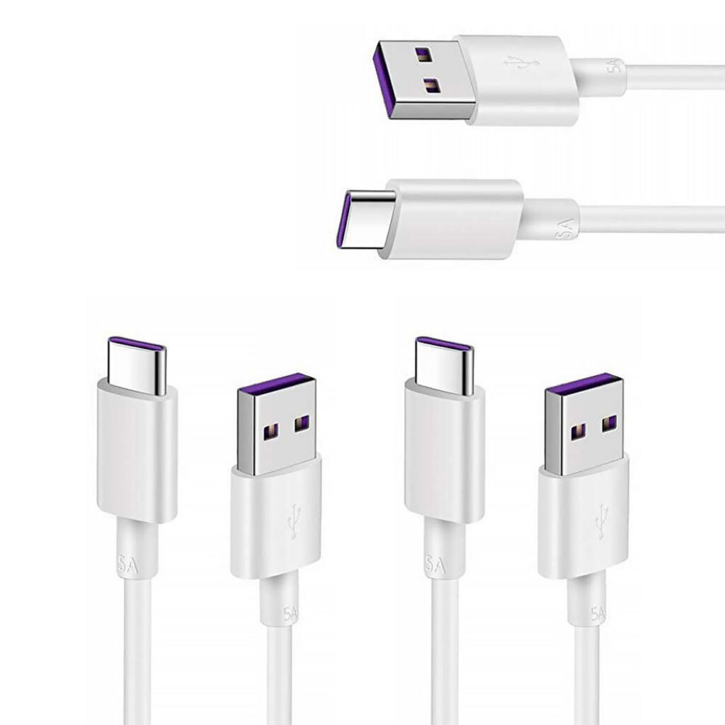 3er-Set Schnellladekabel USB Typ C, weiss, 5A, L 1,0 m