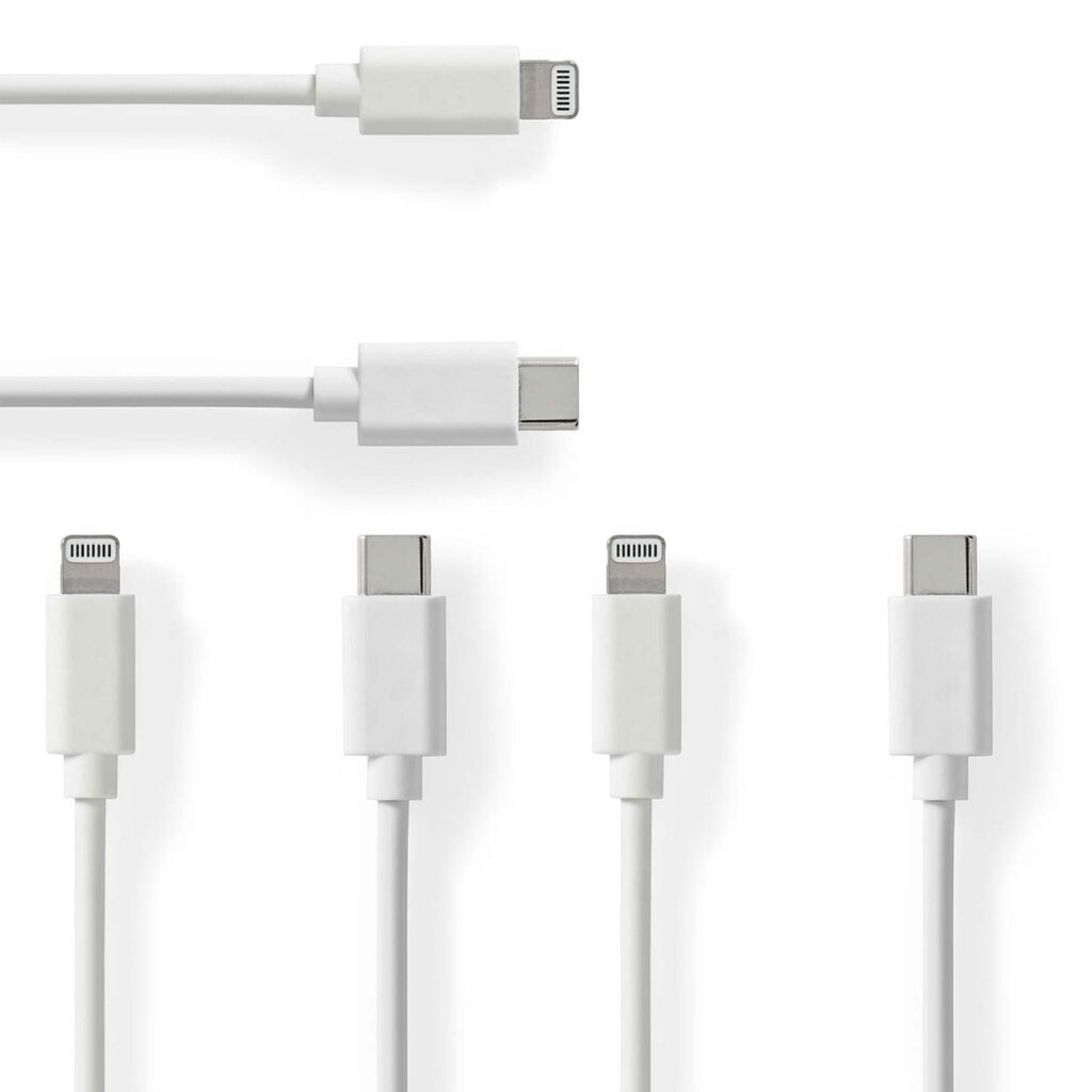 3er-Set iPhone Ladekabel, Lightning Kabel, USB-C, MFi Zertifiziert, 1 m, weiss