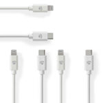 3er-Set iPhone Ladekabel, Lightning Kabel, USB-C, MFi Zertifiziert, 2 m, weiss