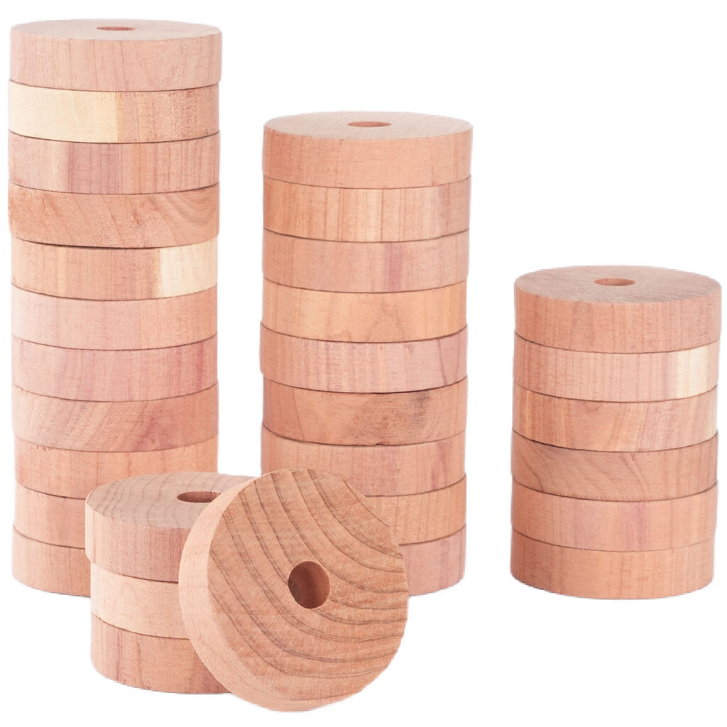 Mottenringe aus Zedernholz im 30er-Set Mottenringe aus Zedernholz im 30er-Set