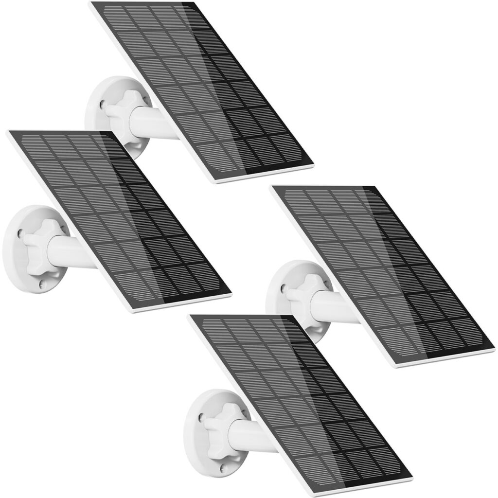 4er-Set Universal Solarpanel mit USB-C Anschluss, für Akku-IP-Kameras, je 3 Watt, IP65