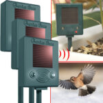 3er-Set Vogelschreck mit Ultraschall und Blitz, solarbetrieben, bis zu 150 m²