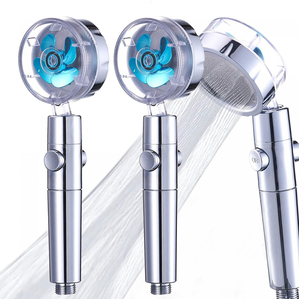 2er-Set Wasserspar-Duschkopf mit Baumwollfilter und 360° Drehgelenk, 27 x Ø 8 cm