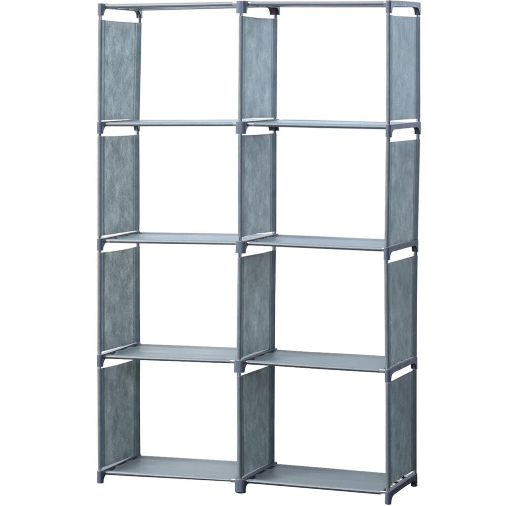 Regal mit 8 Fächern, 85 x 26 x 125 cm, grau Regal mit 8 Fächern, 85 x 26 x 125 cm, grau