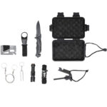 Praktisches Survival-Kit mit Wasserflasche, Klappmesser, Multitool uvm. , 9-teilig