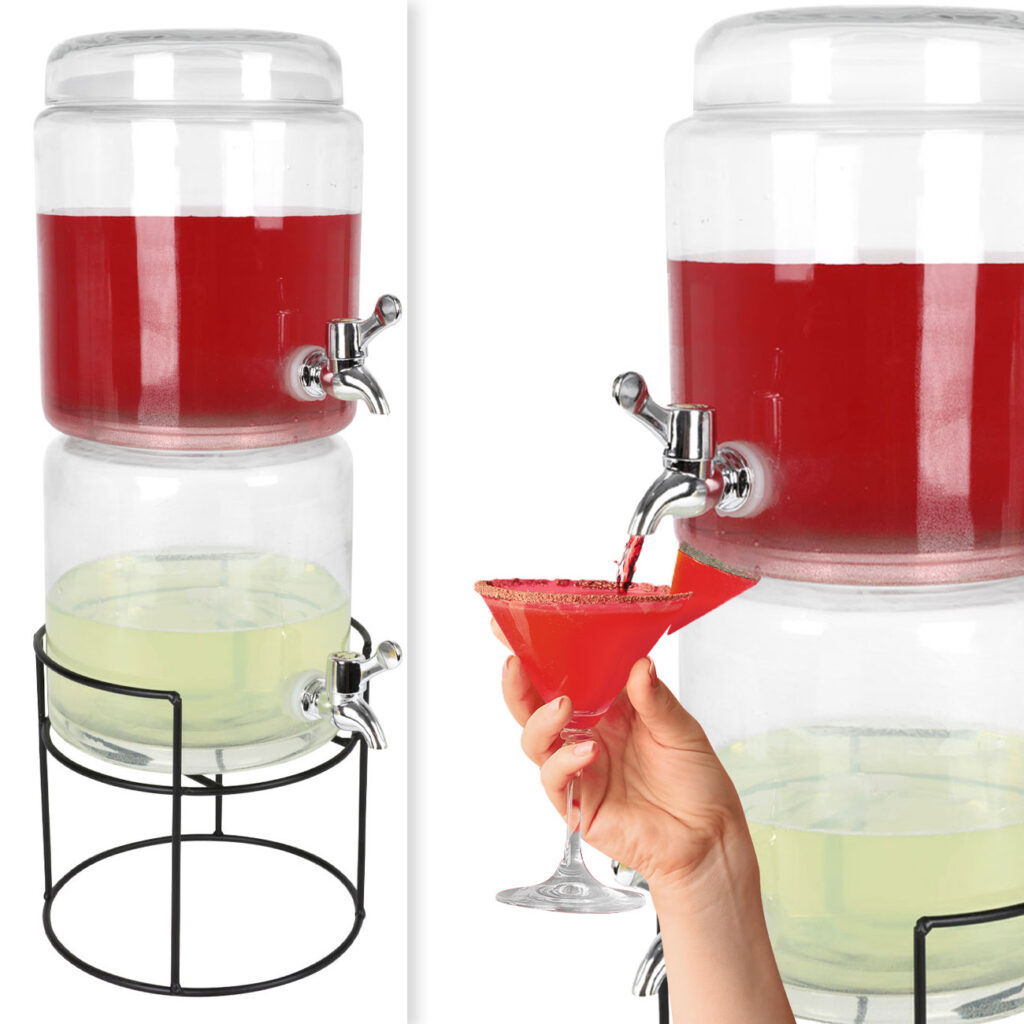 Doppel-Getränkespender, 2 x 3,8 L, mit Metallständer und Deckel