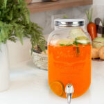 Getränkespender aus Glas, eckiger Einmachglas-Look, Zapfhahn, 4 Liter