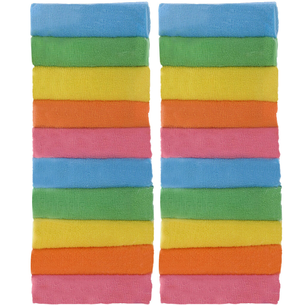 Mikrofasertücher in 5 verschiedenen Farben, 20 Stück 30 x 30 cm