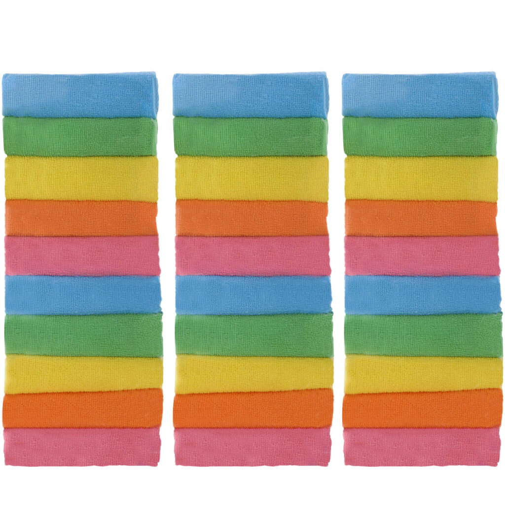 Mikrofasertücher in 5 verschiedenen Farben, 30 Stück 30 x 30 cm