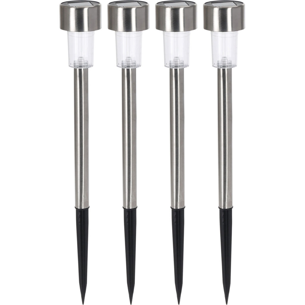 4er-Set Solar Gartenlampe aus Edelstahl, mit Erdspiess, 36,5 cm