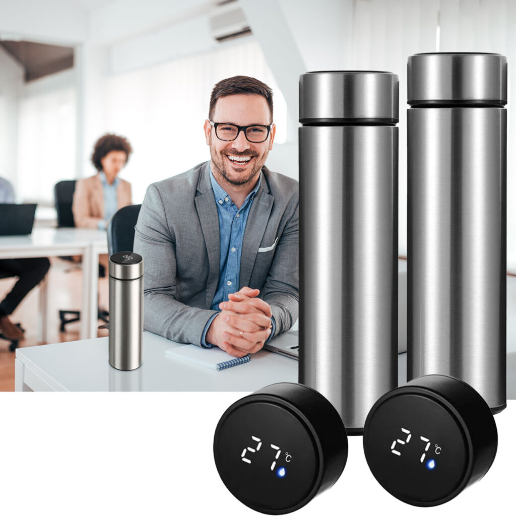 2er-Set Thermo-Vakuumflasche mit Touchscreen & Temperaturanzeige, 500ml, BPA-frei