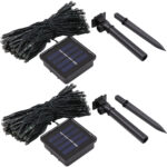 2er-Set Solar Lichterkette mit 8 Lichtmodi und Dämmerungsseensor, 12 m, 100 LEDs, IP44