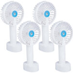 4er-Set Sprühventilator mit Handyhalter, Hand-Ventilator, Akku
