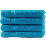 4er-Set Badetücher, 100 x 150 cm, 100% luxuriöse Baumwolle, mit 2 Bordüren, türkis