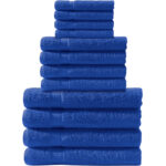 Handtuchset 12-teilig, je 4 Gäste-, Hand- und Badetücher, 100% Baumwolle, royal