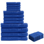 16-teiliges Handtuch-Set Frottee, je 4 Gäste-, Hand-, Duschtücher und Waschlappen, royal