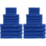 Handtuchset 24-teilig, je 8 Gäste-, Hand- und Badetücher, 100% Baumwolle, royal