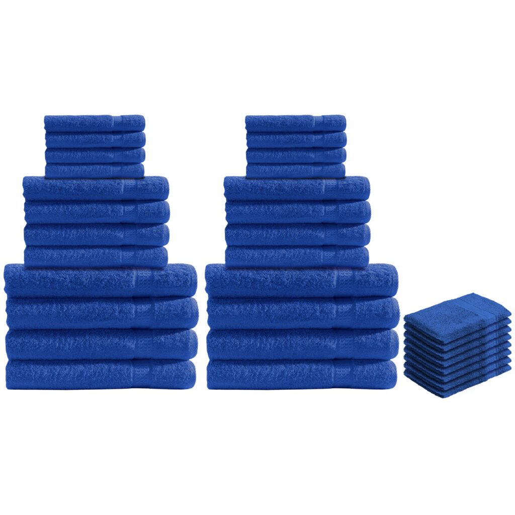 32-teiliges Handtuch-Set Frottee, je 8 Gäste-, Hand-, Duschtücher und Waschlappen, royal