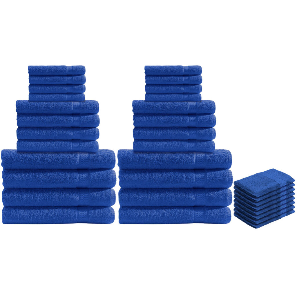 32-teiliges Handtuch-Set Frottee, je 8 Gäste-, Hand-, Badetücher und Waschlappen, royal