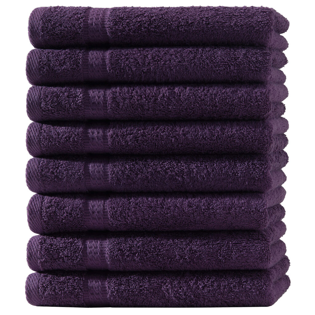 8er-Set Gästetücher, 30 x 50 cm, 100% luxuriöse Baumwolle, mit 2 Bordüren, aubergine