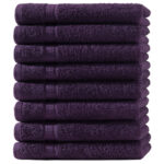 8er-Set Gästetücher, 30 x 50 cm, 100% luxuriöse Baumwolle, mit 2 Bordüren, aubergine