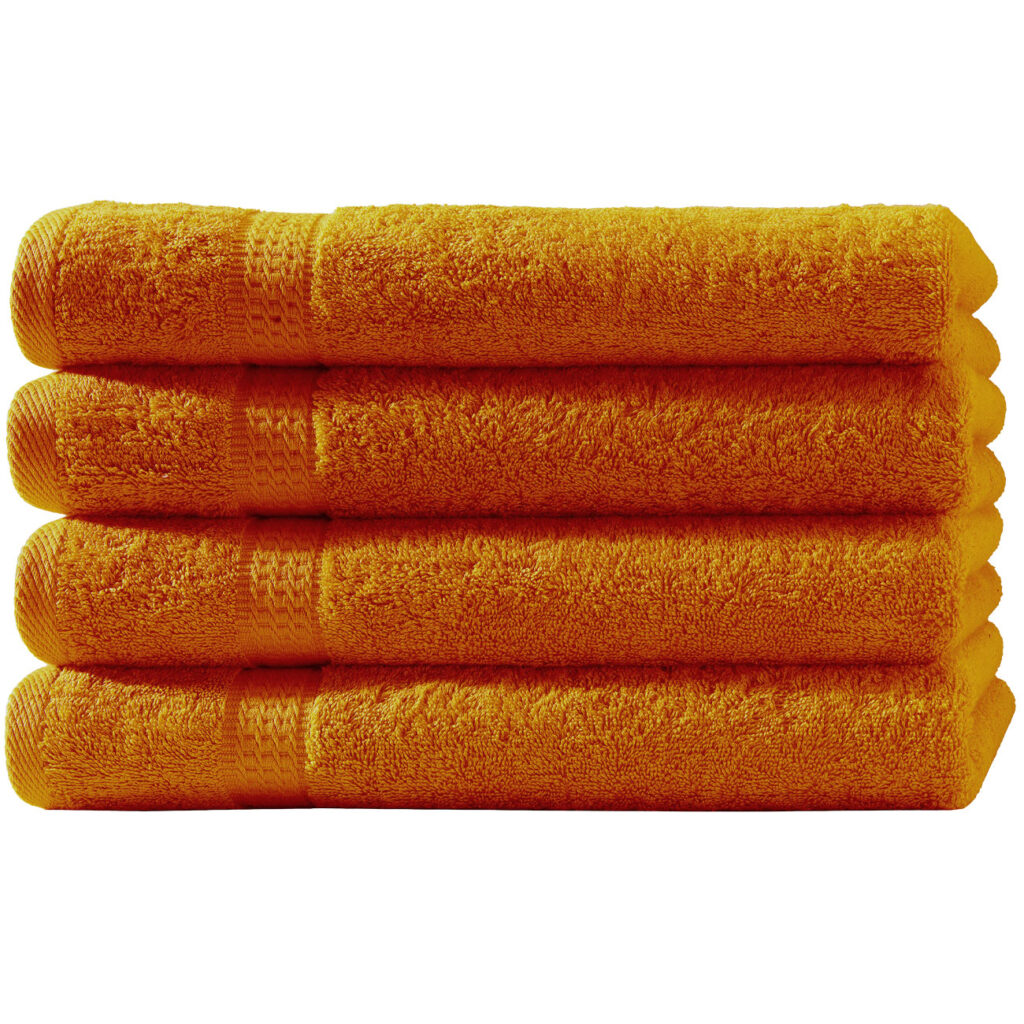 4er-Set Gästetücher, 30 x 50 cm, 100% luxuriöse Baumwolle, mit 2 Bordüren, terra