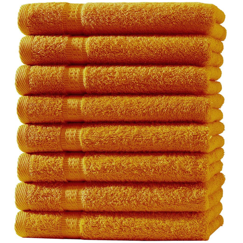 8er-Set Gästetücher, 30 x 50 cm, 100% luxuriöse Baumwolle, mit 2 Bordüren, terra