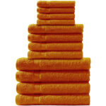 Handtuchset 12-teilig, je 4 Gäste-, Hand- und Duschtücher, 100% Baumwolle, terra