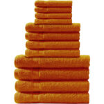 Handtuchset 12-teilig, je 4 Gäste-, Hand- und Badetücher, 100% Baumwolle, terra