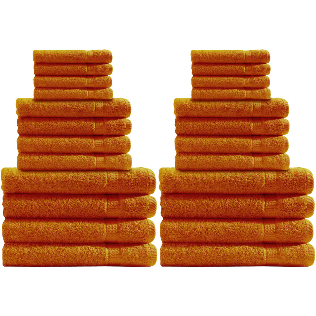 Handtuchset 24-teilig, je 8 Gäste-, Hand- und Duschtücher, 100% Baumwolle, terra