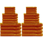 Handtuchset 24-teilig, je 8 Gäste-, Hand- und Duschtücher, 100% Baumwolle, terra