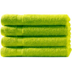 4er-Set Gästetücher, 30 x 50 cm, 100% luxuriöse Baumwolle, mit 2 Bordüren, apfelgrün