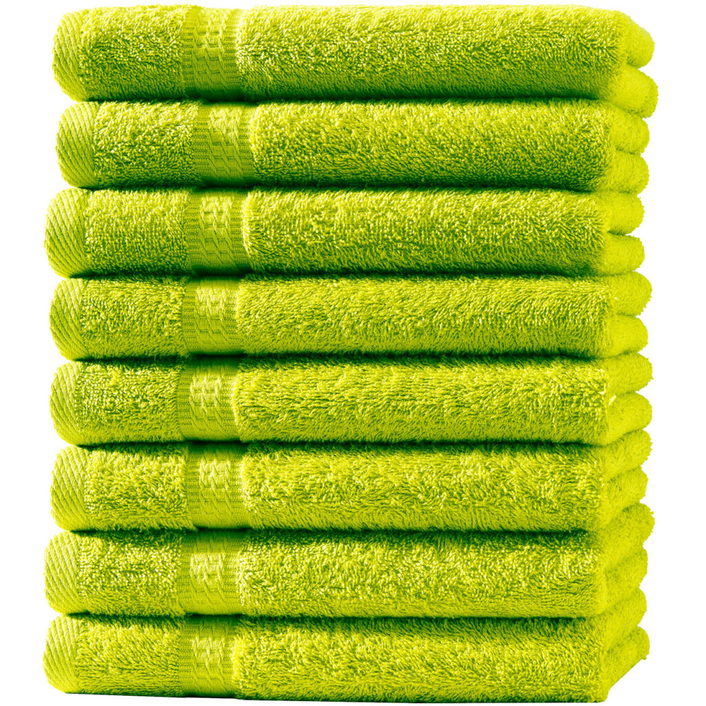 8er-Set Gästetücher, 30 x 50 cm, 100% luxuriöse Baumwolle, mit 2 Bordüren, apfelgrün