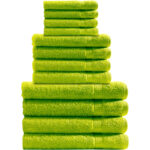 Handtuchset 12-teilig, je 4 Gäste-, Hand- und Duschtücher, 100% Baumwolle, apfelgrün Handtuchset 12-teilig, je 4 Gäste-, Hand- und Duschtücher, 100% Baumwolle, apfelgrün