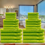 Handtuchset 24-teilig, je 8 Gäste-, Hand- und Badetücher, 100% Baumwolle, apfelgrün