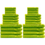 Handtuchset 24-teilig, je 8 Gäste-, Hand- und Duschtücher, 100% Baumwolle, apfelgrün