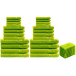 32-teiliges Handtuch-Set Frottee, je 8 Gäste-, Hand-, Duschtücher & Waschlappen, apfelgrün