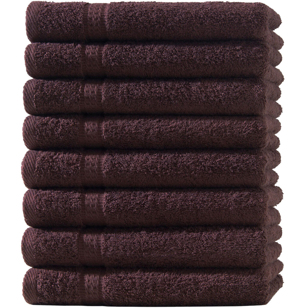 8er-Set Gästetücher, 30 x 50 cm, 100% luxuriöse Baumwolle, mit 2 Bordüren, braun